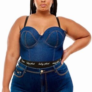 NWT • Baby Phat Plus Size Denim Bustier Bodysuit